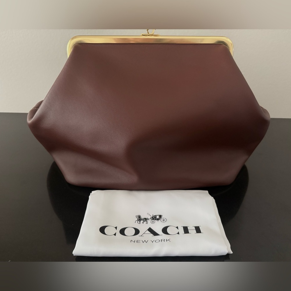 Coach Large Oversized Kisslock Frame Bag – Brown – NWT (Limited Edition)
